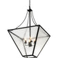 Meyda Lighting 45" 4-Light Textured Black Pendant Light With Clear Seeded Shade Glass
