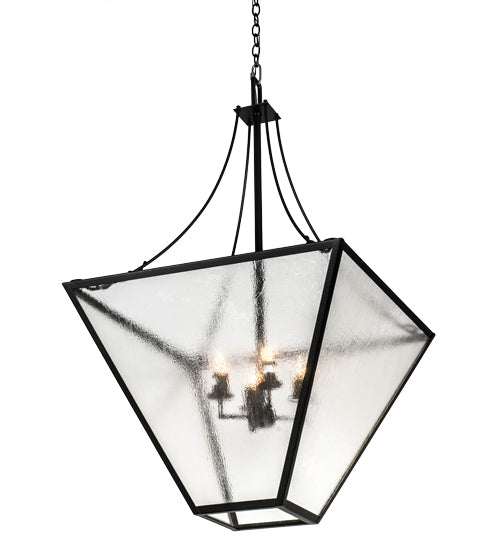Meyda Lighting 45" 4-Light Textured Black Pendant Light With Clear Seeded Shade Glass