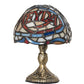 Meyda Lighting 5" Antique Brass Meyda Micro Mini Table Lamp With Multi-Colored Stained Shade Glass