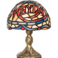 Meyda Lighting 5" Antique Brass Meyda Micro Mini Table Lamp With Multi-Colored Stained Shade Glass
