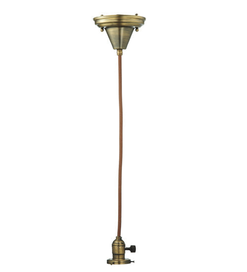 Meyda Lighting 5" Antique Brass Pendant Light Hardware With Brown Cloth Covered Paddle Socket Hanger Hardware