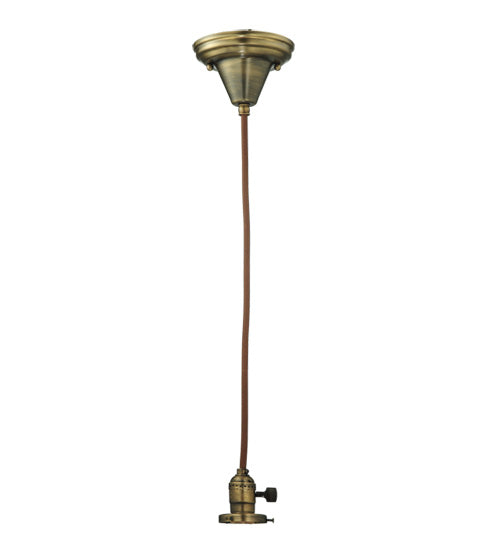 Meyda Lighting 5" Antique Brass Pendant Light Hardware With Brown Cloth Covered Paddle Socket Hanger Hardware