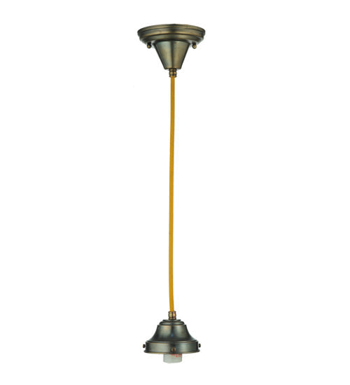 Meyda Lighting 5" Antique Brass Pendant Light Hardware With Gold Cloth Covered Wire Fitter Hardware