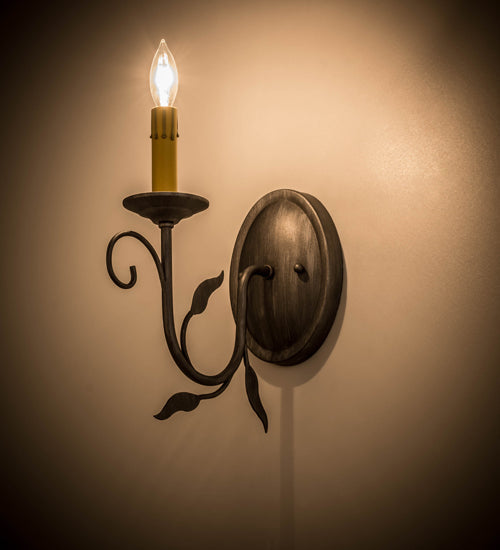 Meyda Lighting 5" Iron Ore Wall Sconce With Amber Faux Candlelight