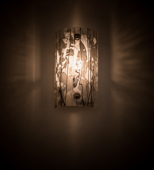 Meyda Lighting 5" Nickel Powder Coat Branches Wall Sconce With Black & White Streamers Shade Glass