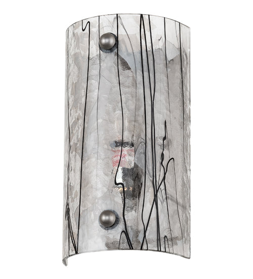 Meyda Lighting 5" Nickel Powder Coat Branches Wall Sconce With Black & White Streamers Shade Glass