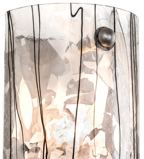 Meyda Lighting 5" Nickel Powder Coat Branches Wall Sconce With Black & White Streamers Shade Glass
