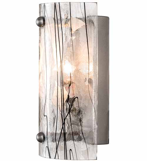 Meyda Lighting 5" Nickel Powder Coat Branches Wall Sconce With Black & White Streamers Shade Glass