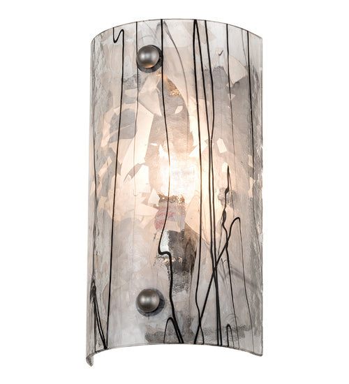 Meyda Lighting 5" Nickel Powder Coat Branches Wall Sconce With Black & White Streamers Shade Glass