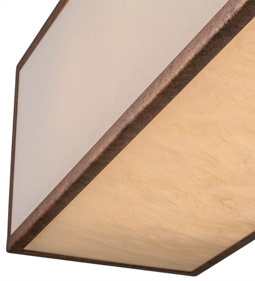 Meyda Lighting 52" 5-Light Autumn Leaf Quadrato Linear Island Pendant Light With Creme Carrara Idalight Shade Glass