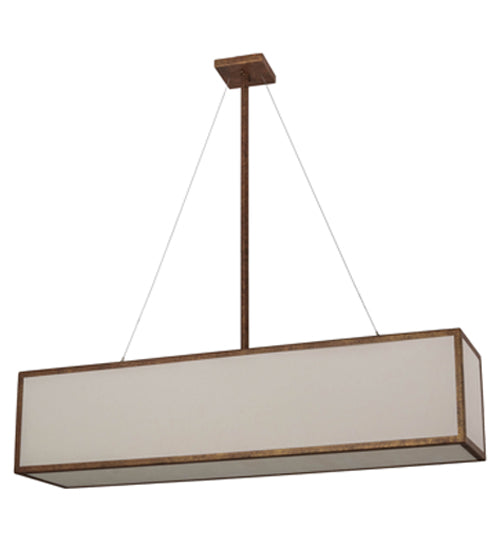 Meyda Lighting 52" 5-Light Autumn Leaf Quadrato Linear Island Pendant Light With Creme Carrara Idalight Shade Glass