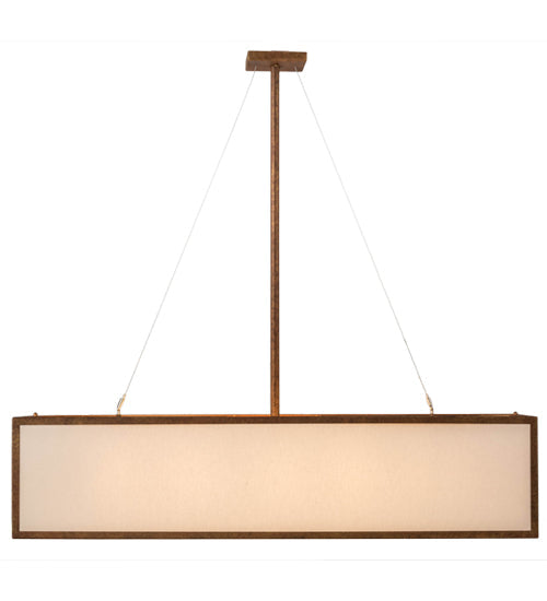 Meyda Lighting 52" 5-Light Autumn Leaf Quadrato Linear Island Pendant Light With Creme Carrara Idalight Shade Glass