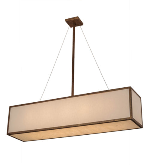 Meyda Lighting 52" 5-Light Autumn Leaf Quadrato Linear Island Pendant Light With Creme Carrara Idalight Shade Glass
