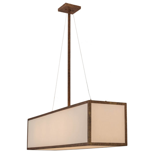 Meyda Lighting 52" 5-Light Autumn Leaf Quadrato Linear Island Pendant Light With Creme Carrara Idalight Shade Glass