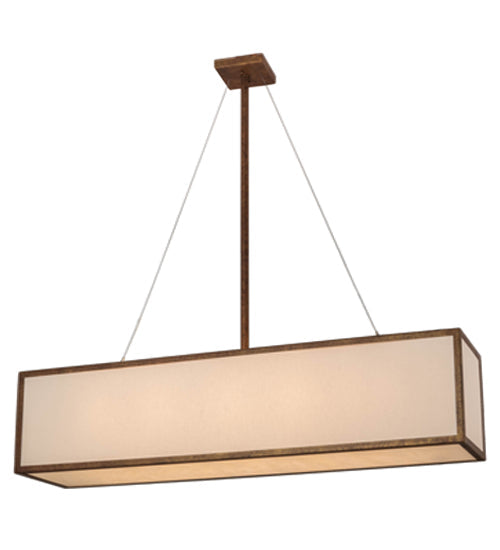 Meyda Lighting 52" 5-Light Autumn Leaf Quadrato Linear Island Pendant Light With Creme Carrara Idalight Shade Glass