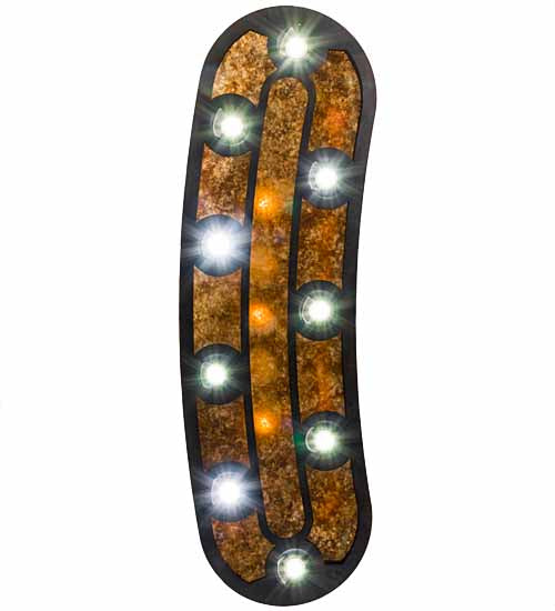 Meyda Lighting 54" 14-Light Textured Black & Green Trees Twisted Moose Island Curved Pendant Light With Multi-Colored Shade Glass