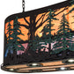 Meyda Lighting 54" 14-Light Textured Black & Green Trees Twisted Moose Island Curved Pendant Light With Multi-Colored Shade Glass