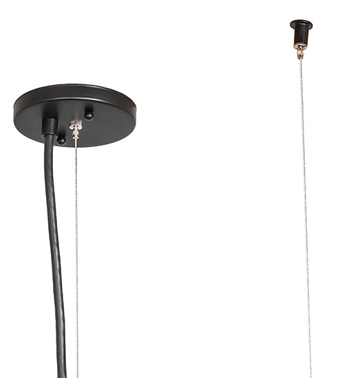 Meyda Lighting 56" LED Solar Black Woburn Pendant Light With Gray Acoustic Material Shade