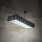 Meyda Lighting 56" LED Solar Black Woburn Pendant Light With Gray Acoustic Material Shade