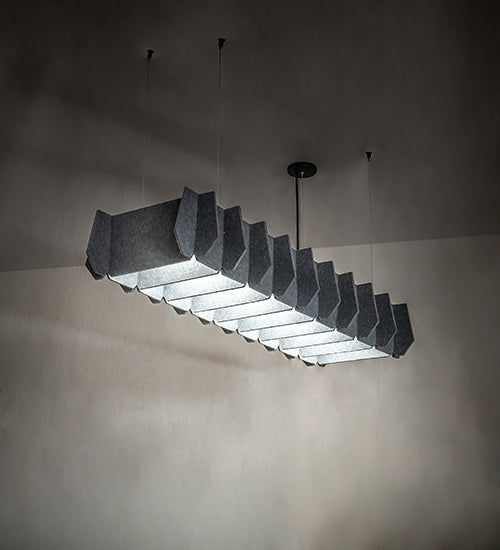 Meyda Lighting 56" LED Solar Black Woburn Pendant Light With Gray Acoustic Material Shade