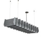 Meyda Lighting 56" LED Solar Black Woburn Pendant Light With Gray Acoustic Material Shade