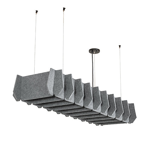 Meyda Lighting 56" LED Solar Black Woburn Pendant Light With Gray Acoustic Material Shade