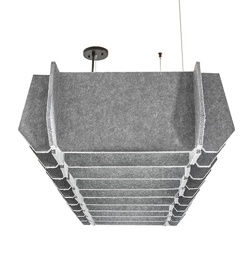 Meyda Lighting 56" LED Solar Black Woburn Pendant Light With Gray Acoustic Material Shade
