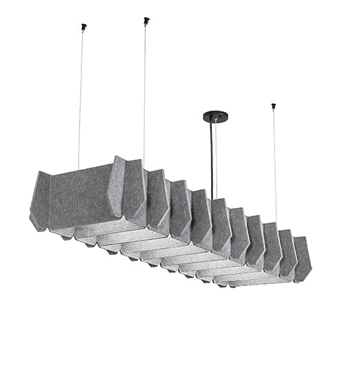 Meyda Lighting 56" LED Solar Black Woburn Pendant Light With Gray Acoustic Material Shade