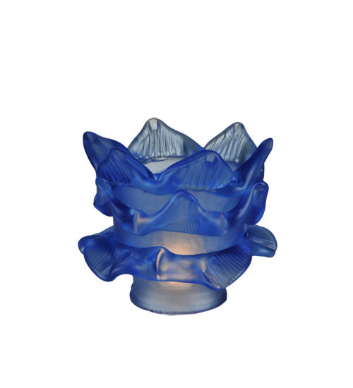 Meyda Lighting 5"W x 4"H Blue Floral Shade Glass