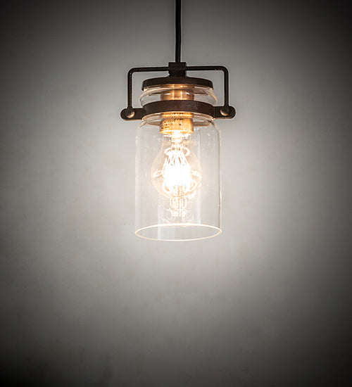 Meyda Lighting 6" Timeless Bronze Vein Pendant Light With Clear Shade Glass