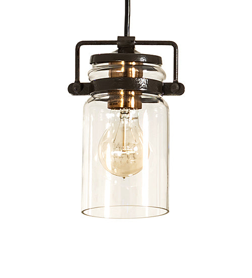 Meyda Lighting 6" Timeless Bronze Vein Pendant Light With Clear Shade Glass