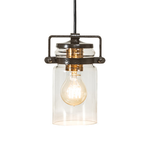 Meyda Lighting 6" Timeless Bronze Vein Pendant Light With Clear Shade Glass