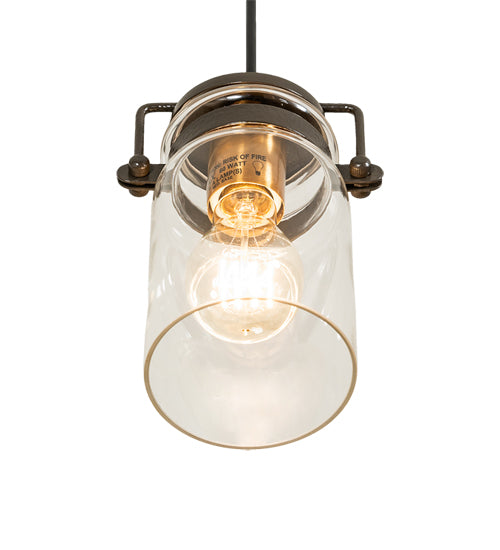 Meyda Lighting 6" Timeless Bronze Vein Pendant Light With Clear Shade Glass
