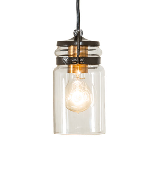 Meyda Lighting 6" Timeless Bronze Vein Pendant Light With Clear Shade Glass