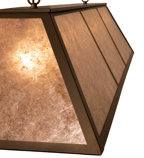 Meyda Lighting 60" 9-Light Tyler Bronze Tri-Panel Island Pendant Light With Silver Mica Shade Glass