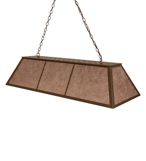 Meyda Lighting 60" 9-Light Tyler Bronze Tri-Panel Island Pendant Light With Silver Mica Shade Glass