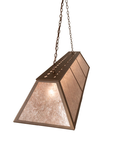 Meyda Lighting 60" 9-Light Tyler Bronze Tri-Panel Island Pendant Light With Silver Mica Shade Glass