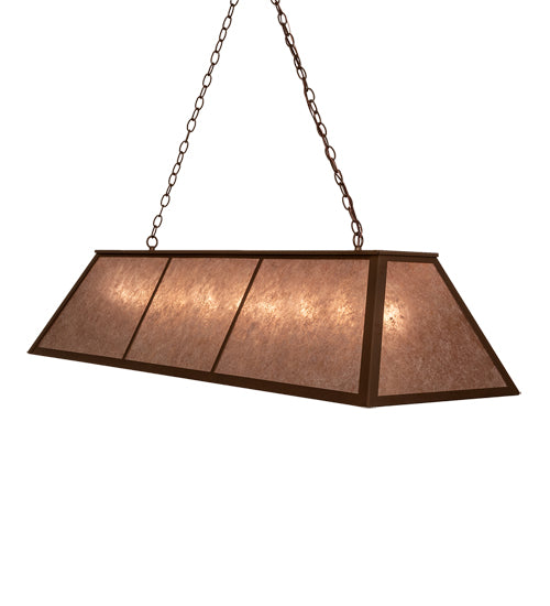 Meyda Lighting 60" 9-Light Tyler Bronze Tri-Panel Island Pendant Light With Silver Mica Shade Glass