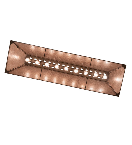 Meyda Lighting 60" 9-Light Tyler Bronze Tri-Panel Island Pendant Light With Silver Mica Shade Glass