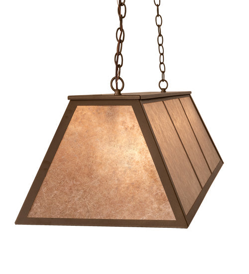 Meyda Lighting 60" 9-Light Tyler Bronze Tri-Panel Island Pendant Light With Silver Mica Shade Glass