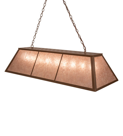 Meyda Lighting 60" 9-Light Tyler Bronze Tri-Panel Island Pendant Light With Silver Mica Shade Glass