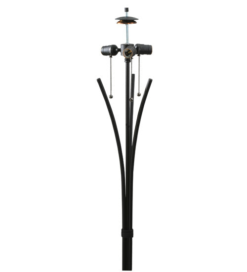 Meyda Lighting 66" 3-Light Black Wrought Iron Curved Arm Floor Lamp Base