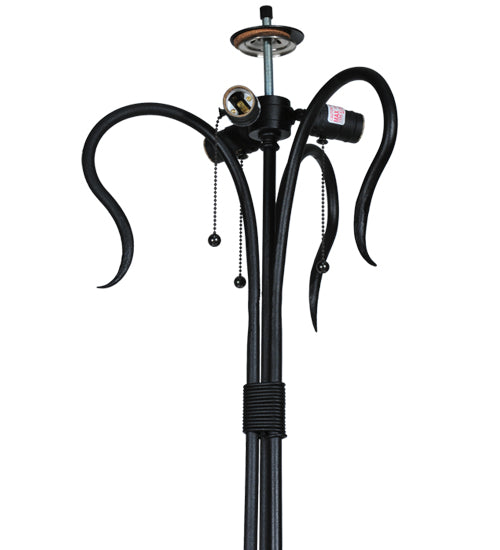 Meyda Lighting 67" 3-Light Black Powdercoat Wrought Iron Serpentine Floor Lamp Base