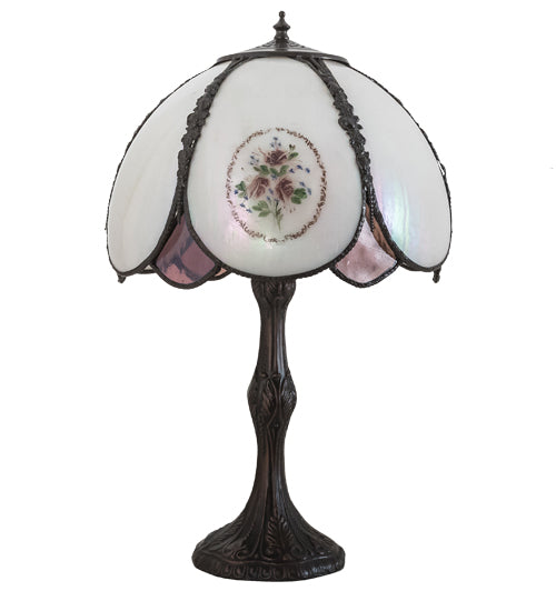 Meyda Lighting 68597 22" Mahogany Bronze Table Lamp With Multi-Colored Shade Glass