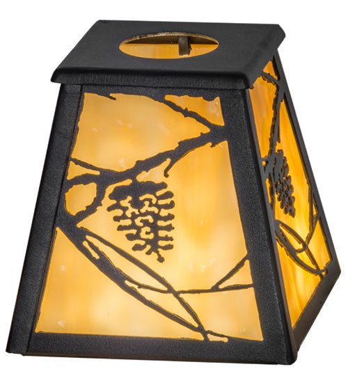Meyda Lighting 7" Textured Black Frame With Beige Shade Glass
