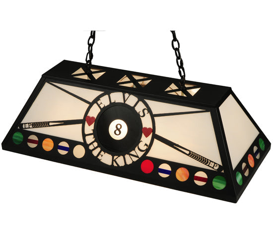 Meyda Lighting 8 Ball Personalized 39" 9-Light Black Elvis Island Pendant Light With White Shade Glass