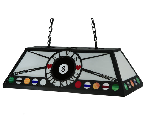 Meyda Lighting 8 Ball Personalized 39" 9-Light Black Elvis Island Pendant Light With White Shade Glass