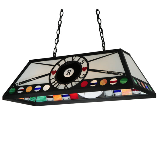 Meyda Lighting 8 Ball Personalized 39" 9-Light Black Elvis Island Pendant Light With White Shade Glass