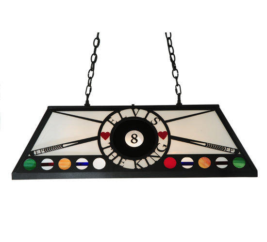 Meyda Lighting 8 Ball Personalized 39" 9-Light Black Elvis Island Pendant Light With White Shade Glass