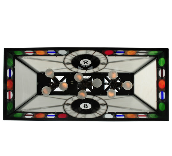 Meyda Lighting 8 Ball Personalized 39" 9-Light Black Elvis Island Pendant Light With White Shade Glass